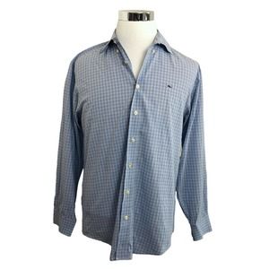 Vineyard Vines Men's Button Up Shirt Size Medium Blue Collared Check Logo